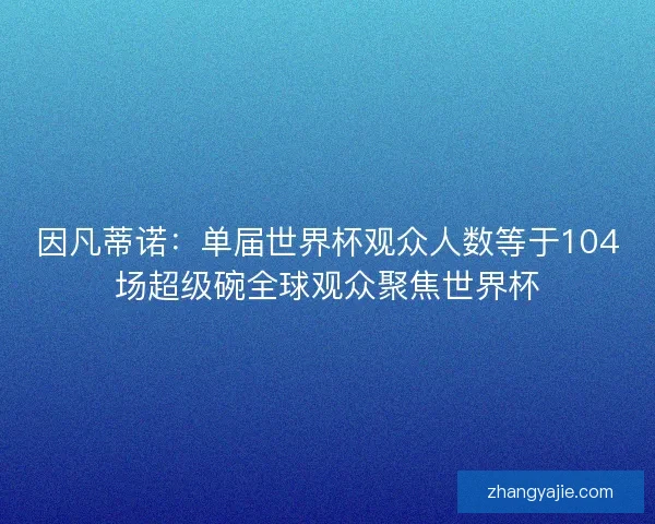 因凡蒂诺：单届世界杯观众人数等于104场超级碗全球观众聚焦世界杯